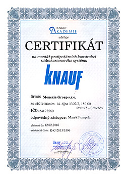 Osvědčení o montái a servisu produktů KNAUF