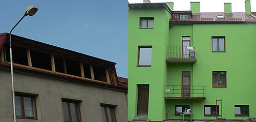 Zateplení fasády a rekonstrukce střechy na RD v Přerově.